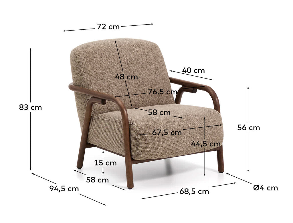 Japandi Sessel Sylo – Chenille, Taupe – weitere Ansicht