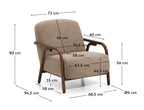 Japandi Sessel Sylo – Chenille, Taupe – weitere Ansicht
