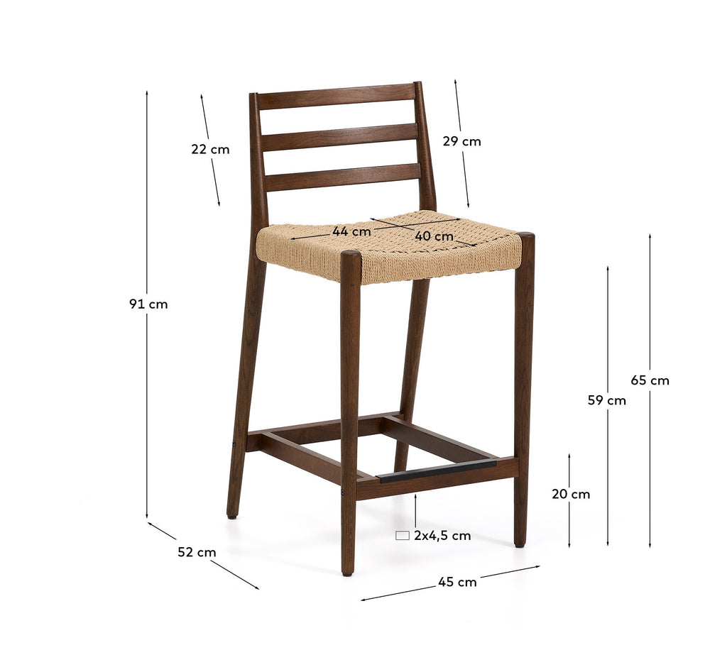 Japandi Barhocker Analy – Eiche, Nussbaum, 65 cm – weitere Ansicht
