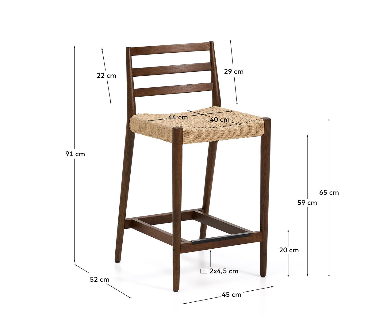 Japandi Barhocker Analy – Eiche, Nussbaum, 65 cm – weitere Ansicht