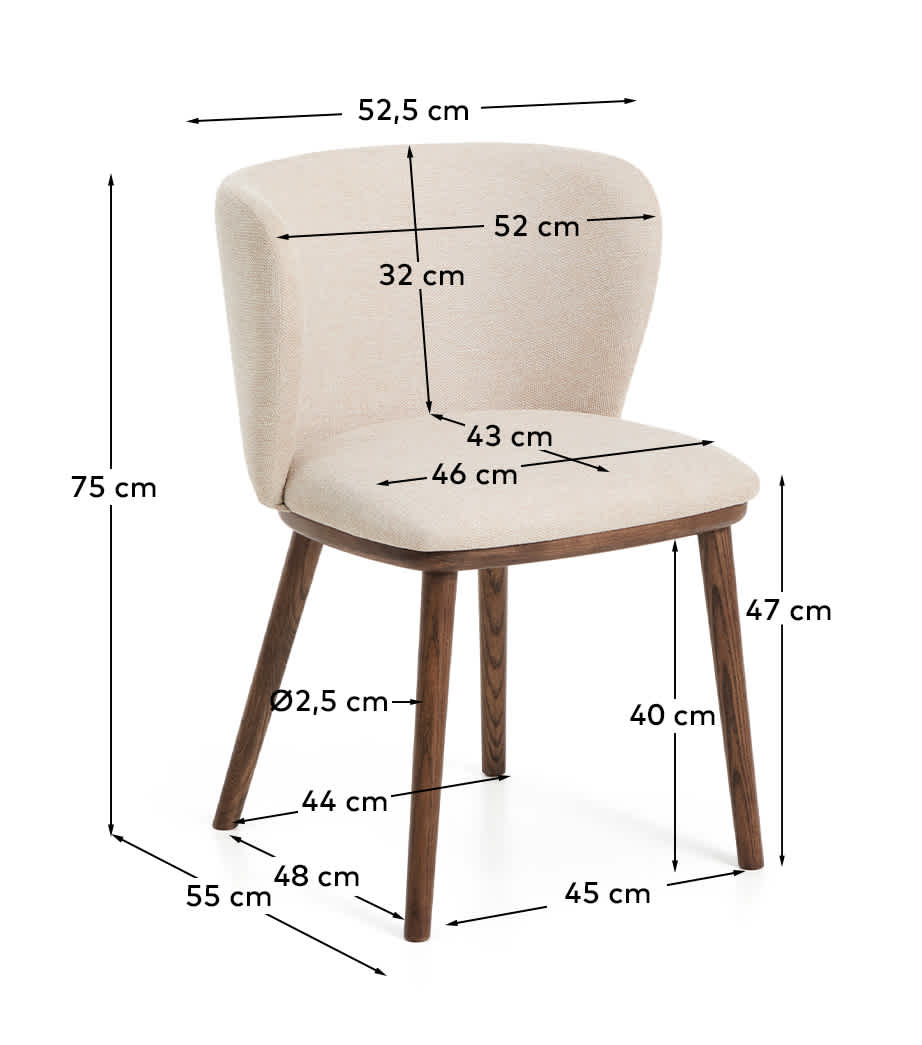 Japandi Stuhl Ciselia – Chenille, Beige – weitere Ansicht