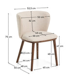 Japandi Stuhl Ciselia – Chenille, Beige – weitere Ansicht