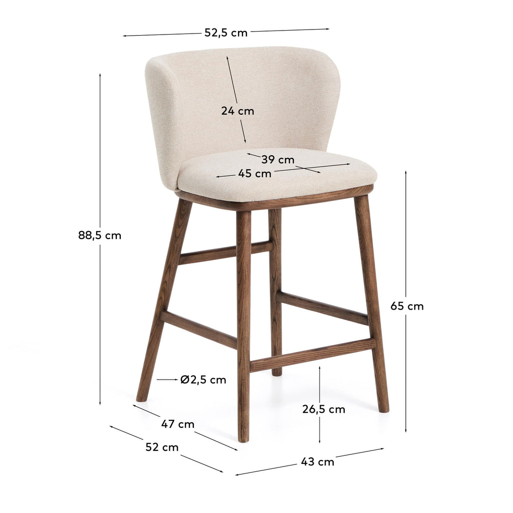 Japandi Hocker Ciselia – Nussbaum, Beige, 65 cm – weitere Ansicht