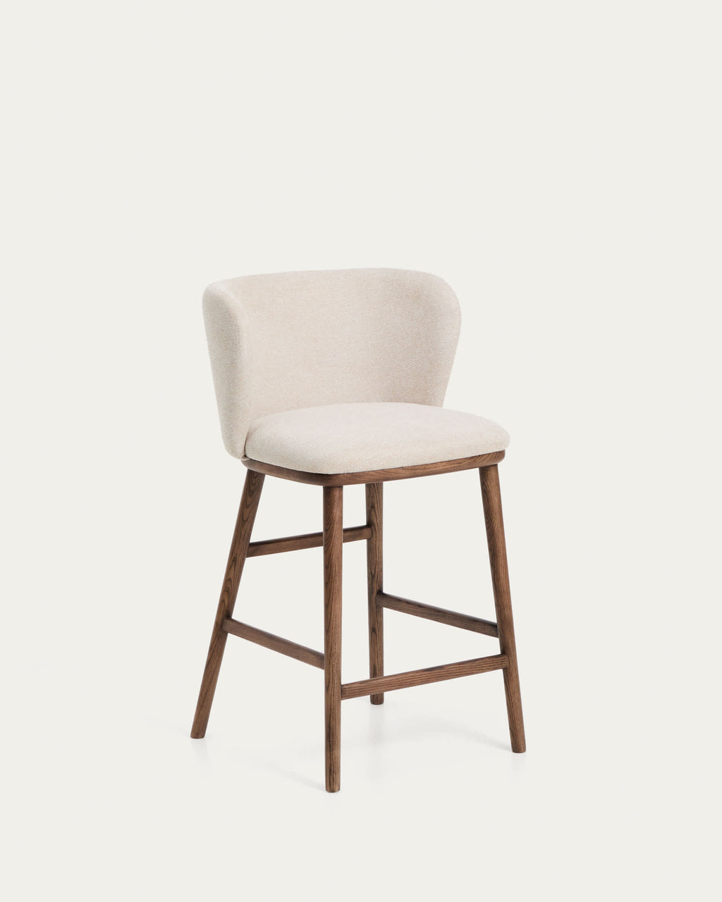 Japandi Hocker Ciselia – Nussbaum, Beige, 65 cm – Produktansicht