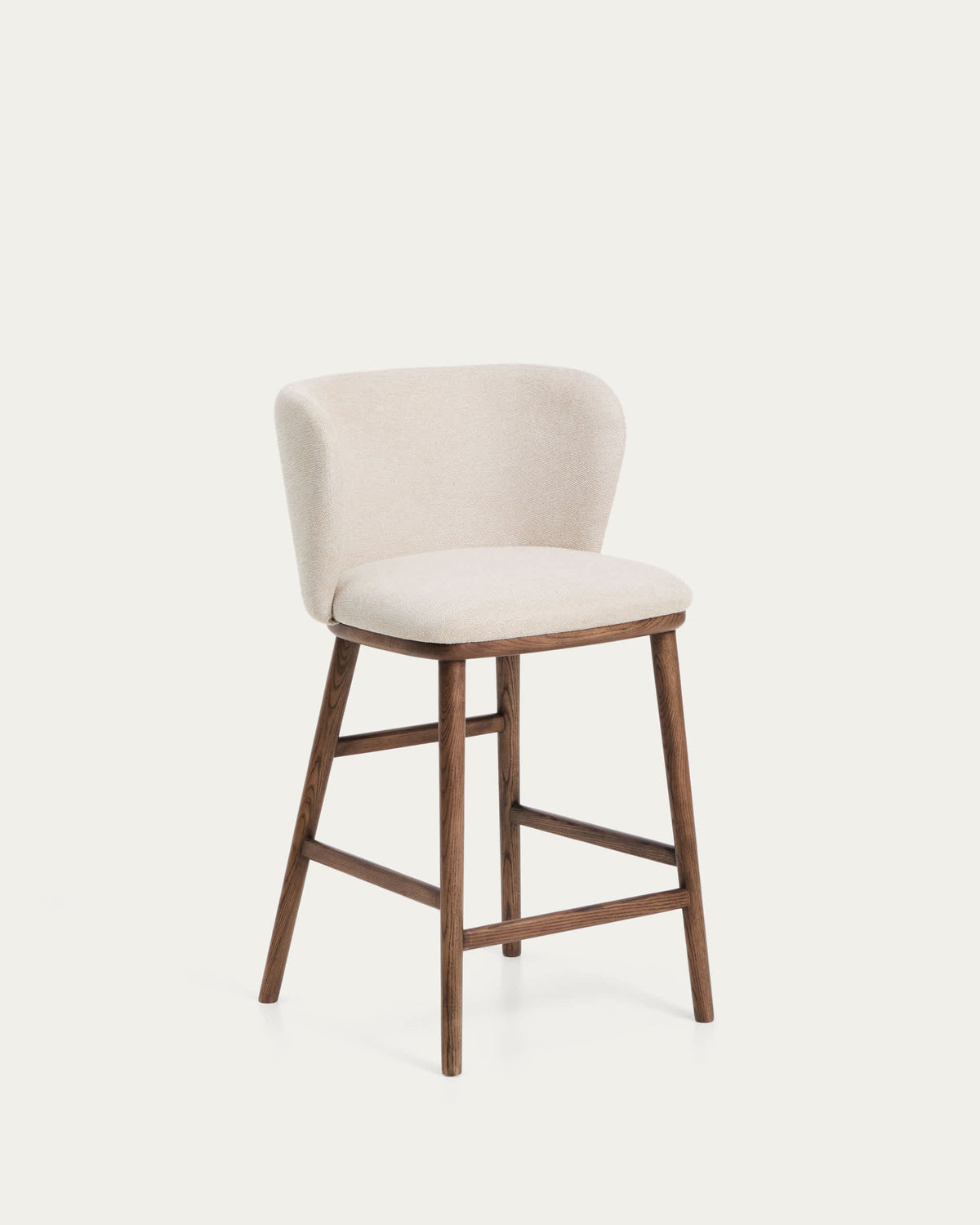 Japandi Hocker Ciselia – Nussbaum, Beige, 65 cm – Produktansicht
