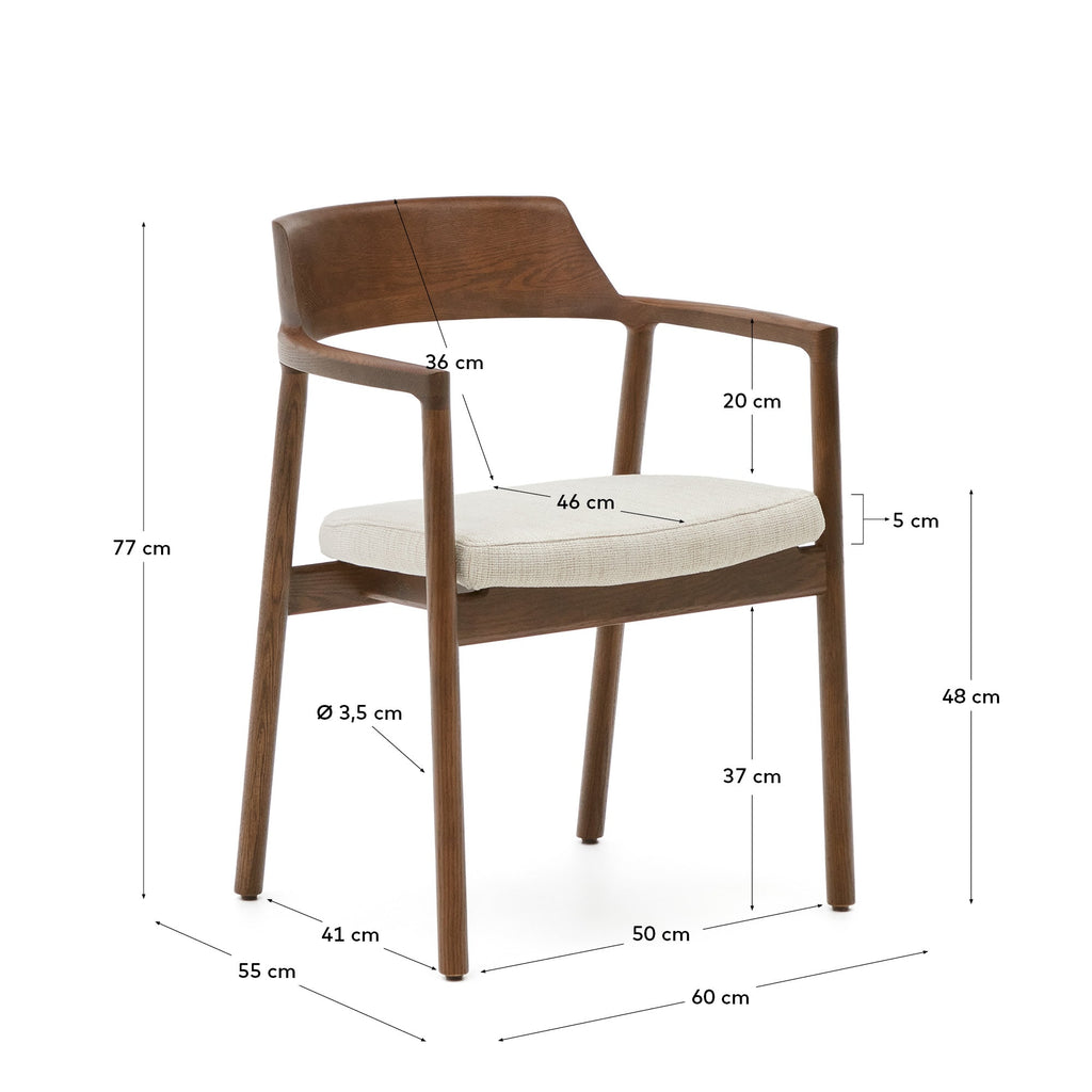 Japandi Stuhl Alocs – Chenille, Beige – weitere Ansicht