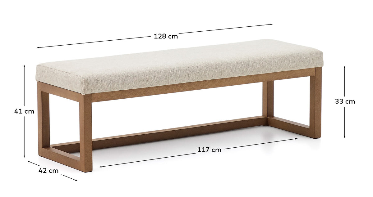 Japandi Bank Loya – Nussbaum, Beige, 128 cm – weitere Ansicht