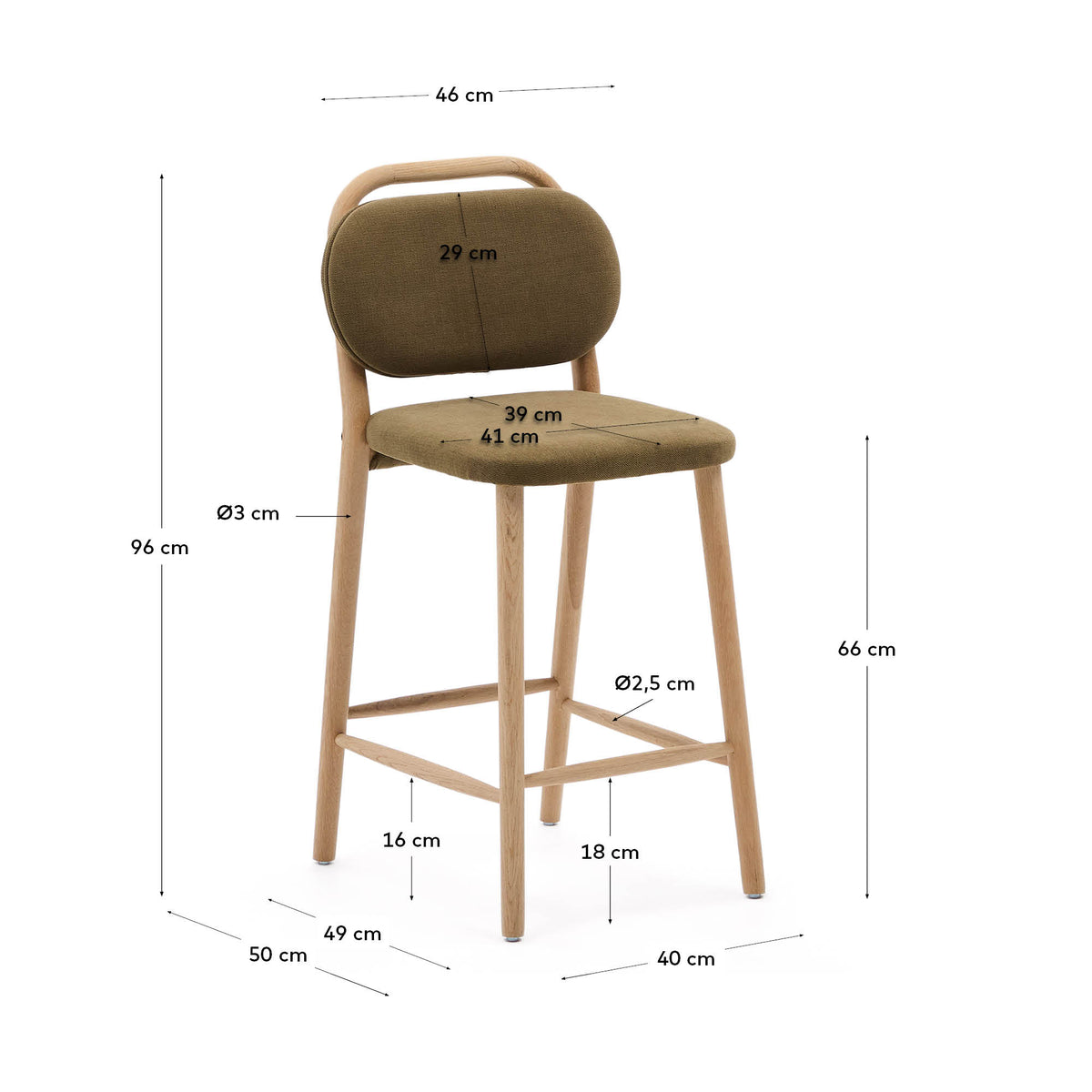 Japandi Hocker Helda – Chenille, Grün, 65 cm – weitere Ansicht