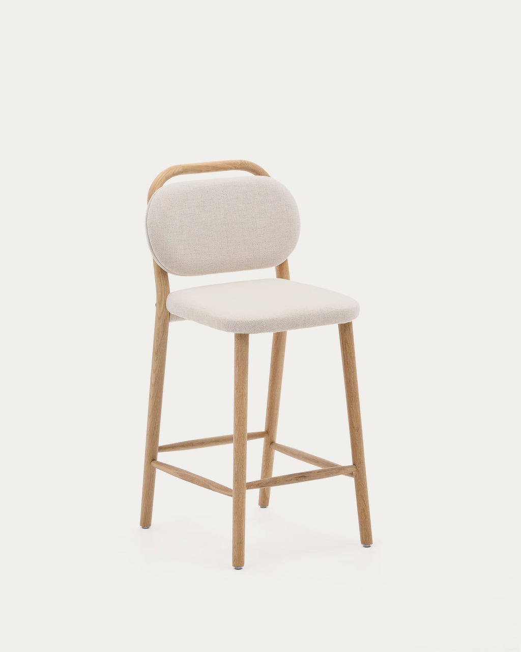 Japandi Hocker Helda – Chenille, Beige, 65 cm – Produktansicht