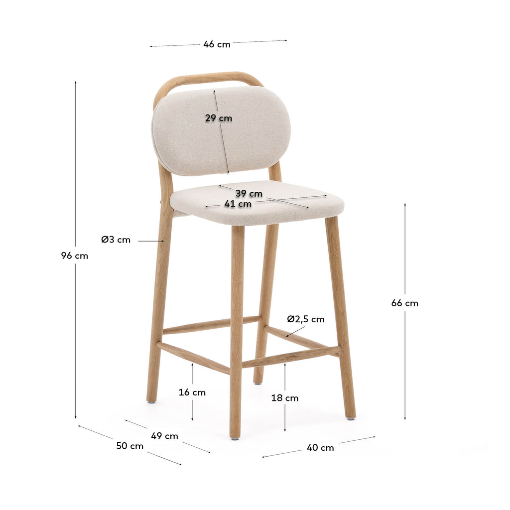 Japandi Hocker Helda – Chenille, Beige, 65 cm – weitere Ansicht