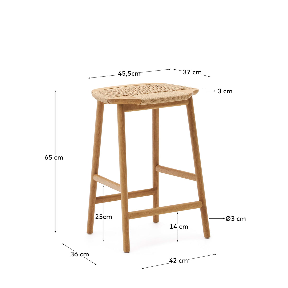 Japandi Hocker Enit – Eiche, Beige, 65cm – weitere Ansicht