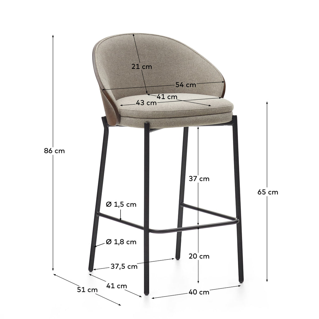 Japandi Hocker Eamy – Chenille, Hellbraun, 65 cm – weitere Ansicht