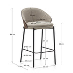 Japandi Hocker Eamy – Chenille, Hellbraun, 65 cm – weitere Ansicht