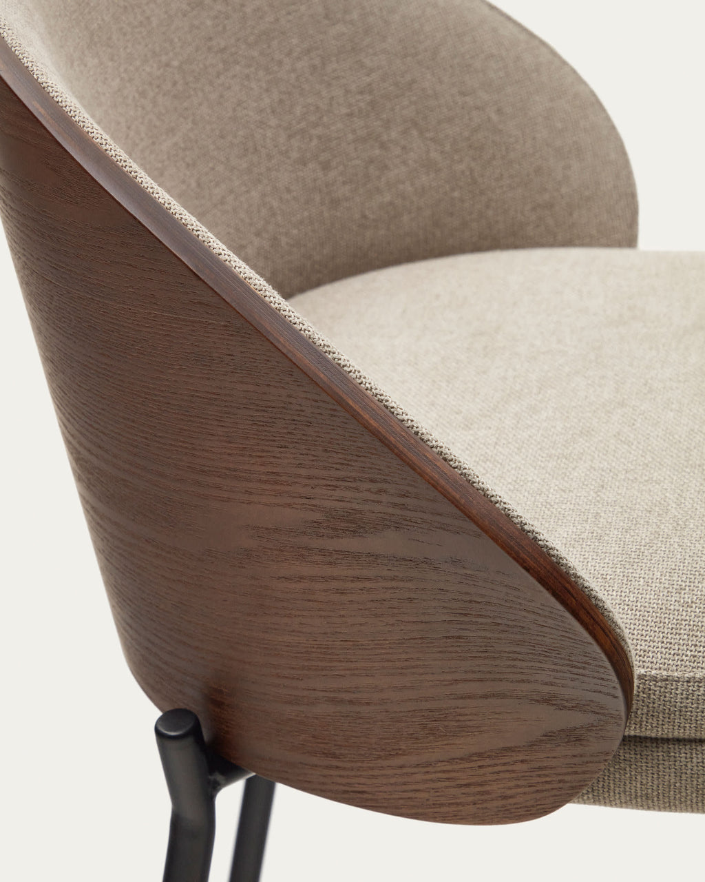 Japandi Hocker Eamy – Chenille, Hellbraun, 65 cm – weitere Ansicht