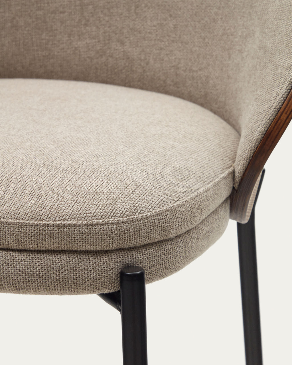 Japandi Hocker Eamy – Chenille, Hellbraun, 65 cm – weitere Ansicht