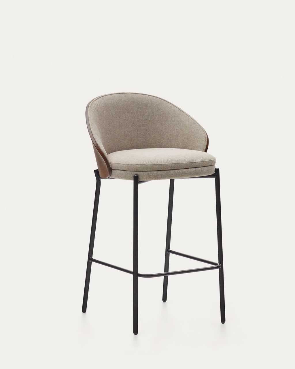 Japandi Hocker Eamy – Chenille, Hellbraun, 65 cm – Produktansicht