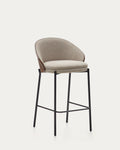 Japandi Hocker Eamy – Chenille, Hellbraun, 65 cm – Produktansicht