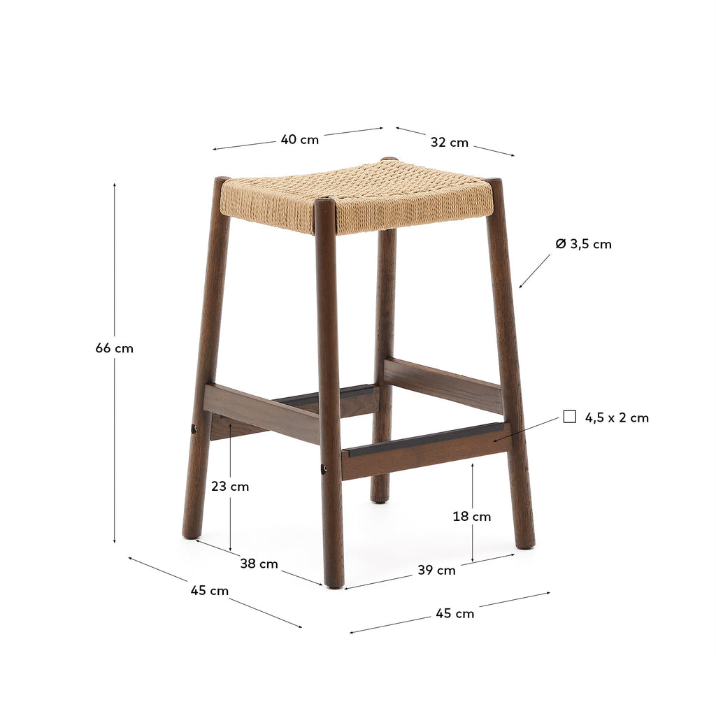Japandi Hocker Yalia – Eiche, Nussbaum, 65 cm – weitere Ansicht