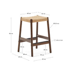 Japandi Hocker Yalia – Eiche, Nussbaum, 65 cm – weitere Ansicht