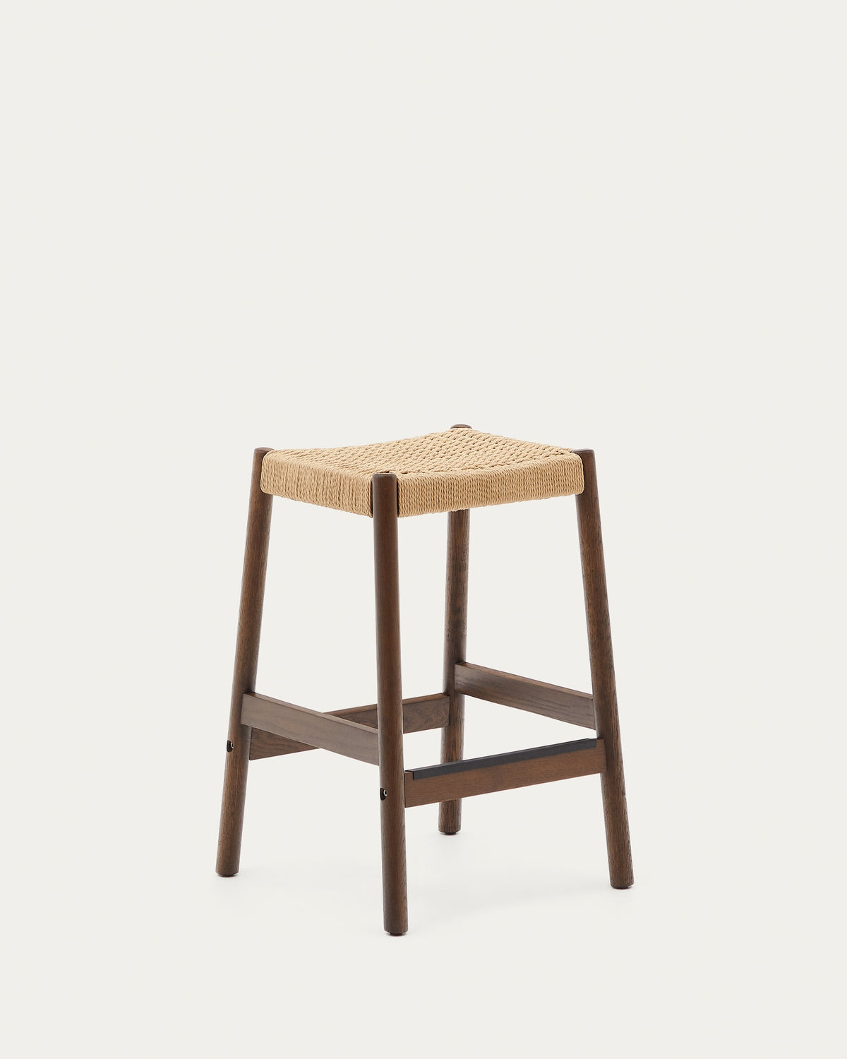 Japandi Hocker Yalia – Eiche, Nussbaum, 65 cm – Produktansicht
