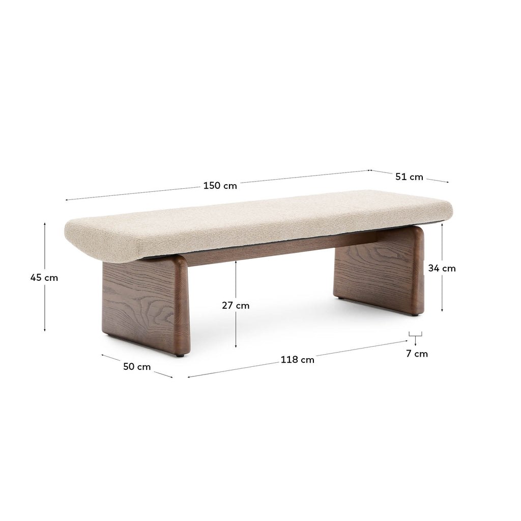 Japandi Polsterbank Topaz – Beige, 150cm – weitere Ansicht