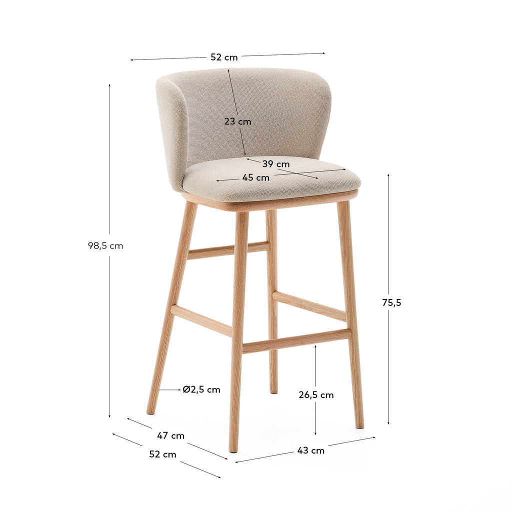 Japandi Hocker Ciselia – Chenille, Beige, 75 cm – weitere Ansicht