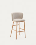 Japandi Hocker Ciselia – Chenille, Beige, 75 cm – Produktansicht