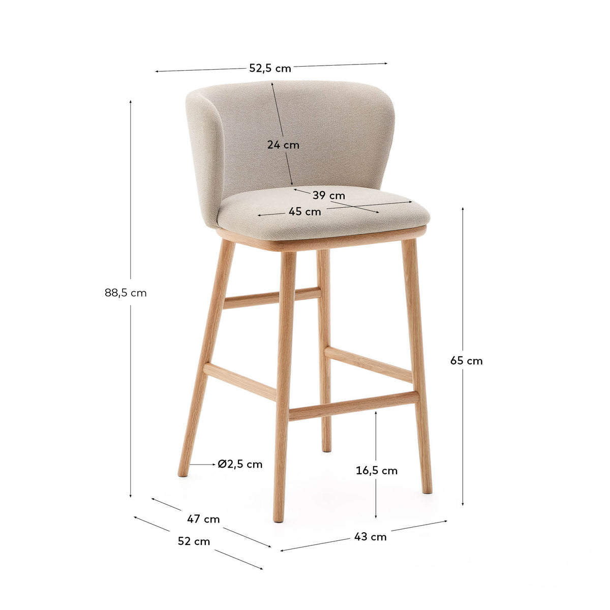 Japandi Hocker Ciselia – Natur, Beige, 65 cm – weitere Ansicht