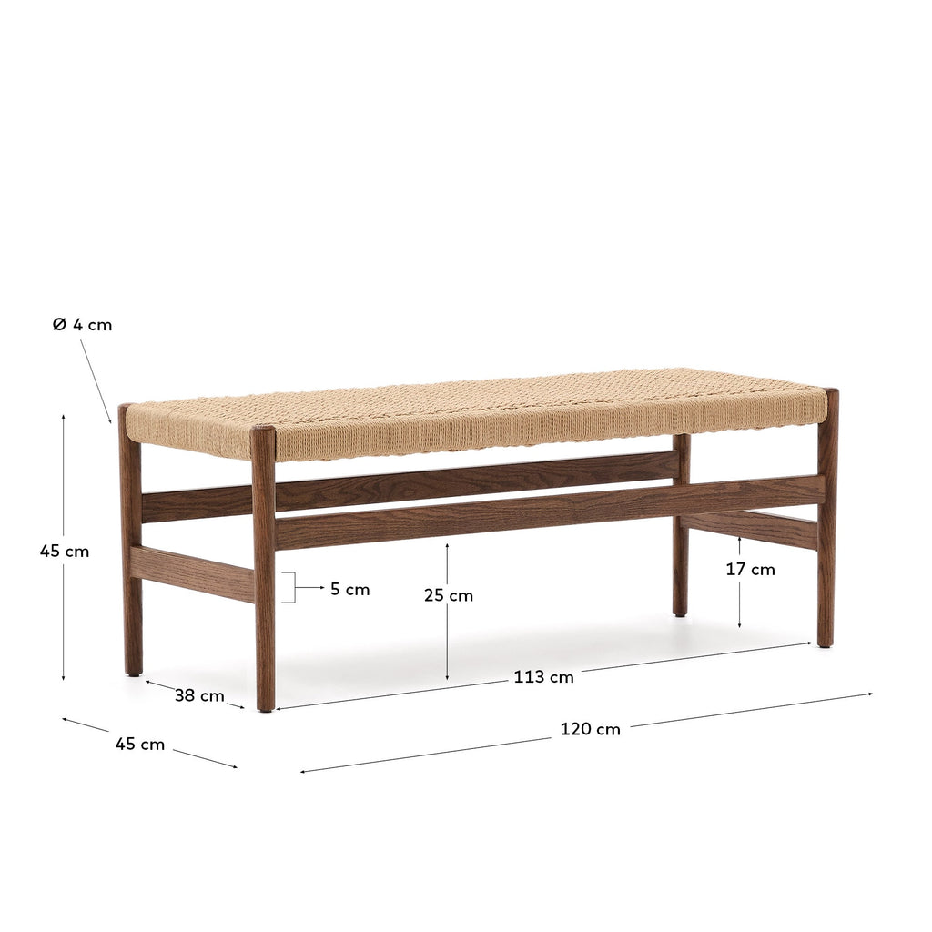 Japandi Bank Zaide – Eiche, Nussbaum, 120 cm – weitere Ansicht