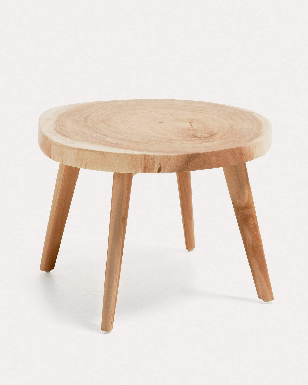 Japandi Beistelltisch Wellcres – Massivholz, Braun, Ø 65 cm – Produktansicht