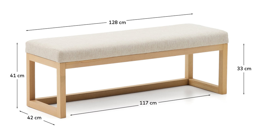 Japandi Bank Loya – Beige, 128 cm – weitere Ansicht