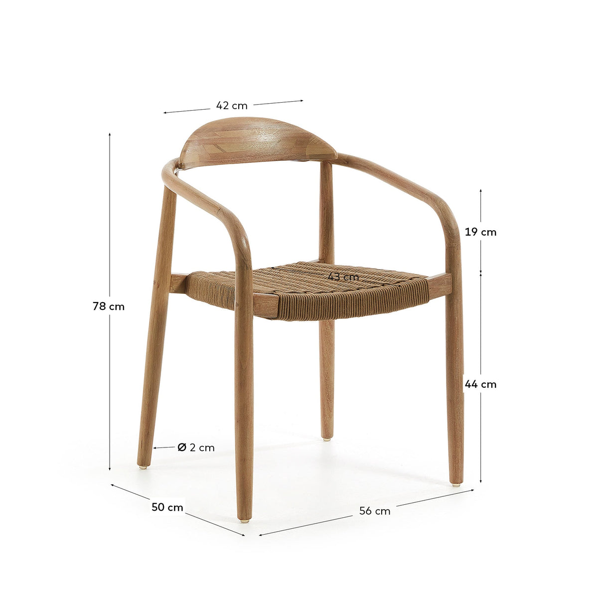 Japandi Stuhl Nina – Seil, Beige – weitere Ansicht