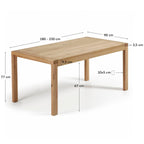 Japandi Ausziehtisch Briva – Eichenfurnier, Natur, 180–230 × 90 cm – weitere Ansicht