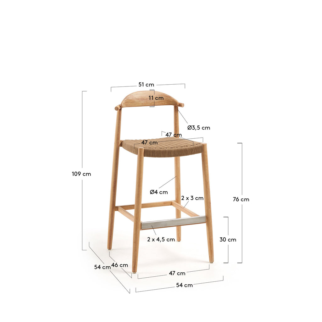 Japandi Hocker Nina – Akazie, Beige, 76 cm – weitere Ansicht