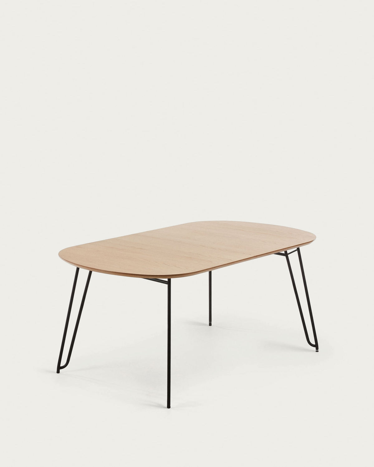 Japandi Ausziehtisch Novac – Eichenfurnier, Schwarz, 170–320 × 100 cm – Produktansicht