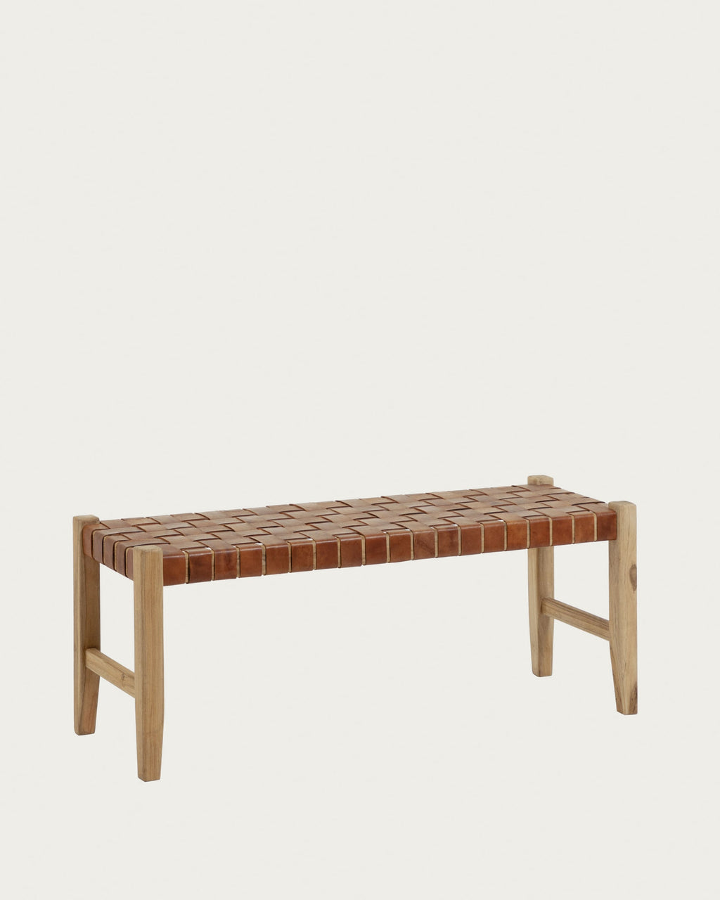 Japandi Bank Calixta – Teakholz, Braun, 120 cm – Produktansicht