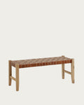 Japandi Bank Calixta – Teakholz, Braun, 120 cm – Produktansicht