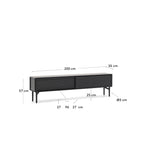 Japandi TV-Möbel Lenon – Eichenfurnier, Schwarz, 200 × 57 cm – weitere Ansicht