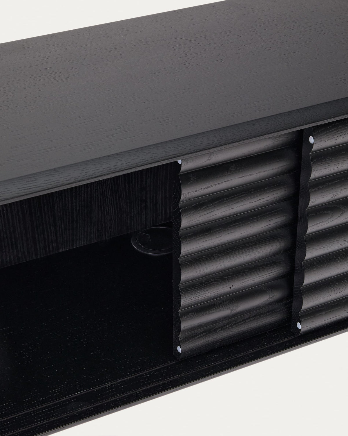 Japandi TV-Möbel Lenon – Eichenfurnier, Schwarz, 200 × 57 cm – weitere Ansicht