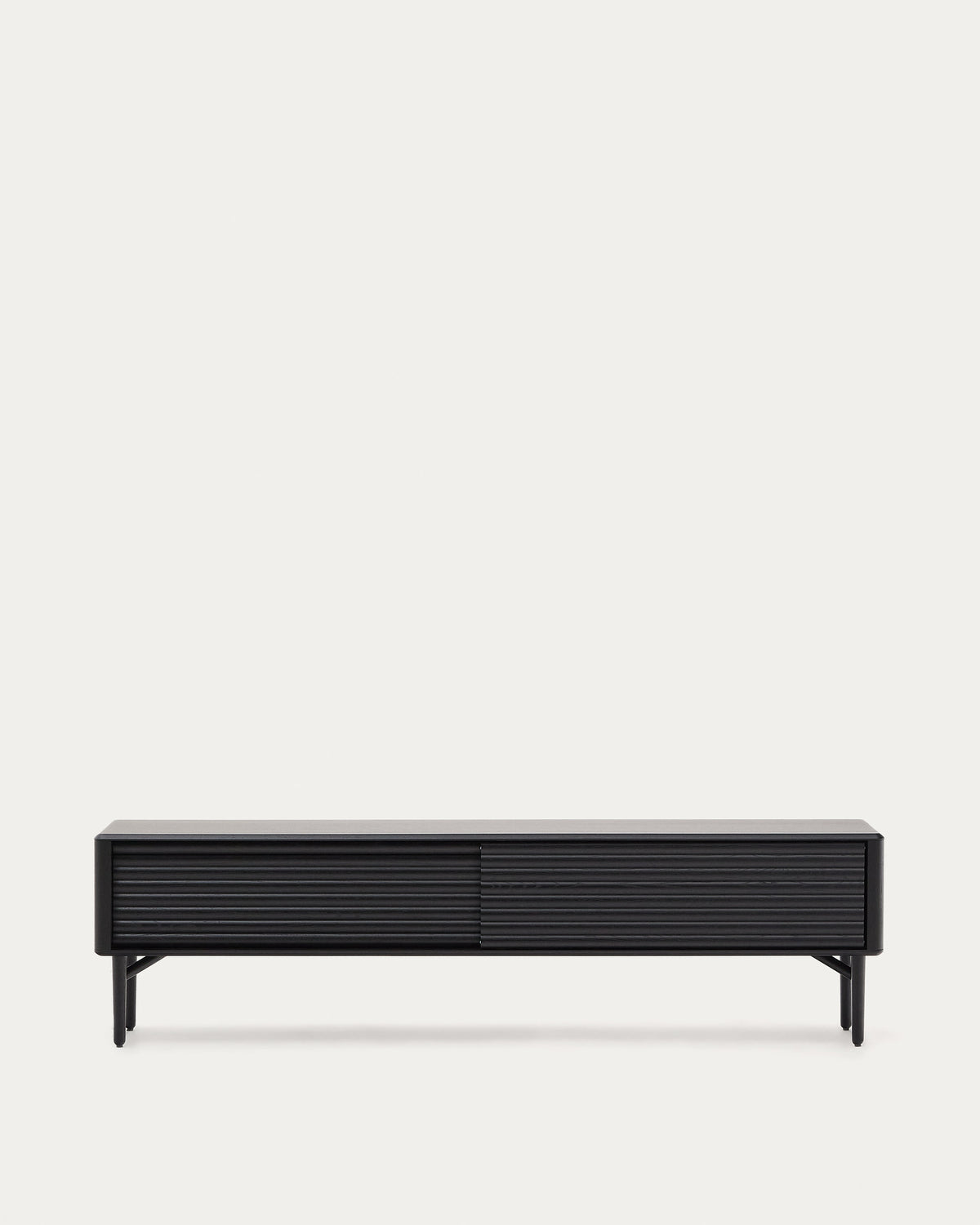 Japandi TV-Möbel Lenon – Eichenfurnier, Schwarz, 200 × 57 cm – Produktansicht