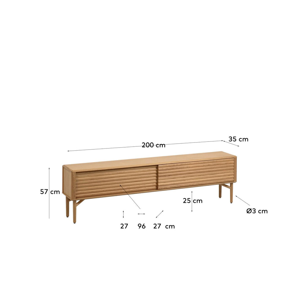 Japandi TV-Möbel Lenon – Holzwerkstoff, Natur, 200 × 57 cm – weitere Ansicht