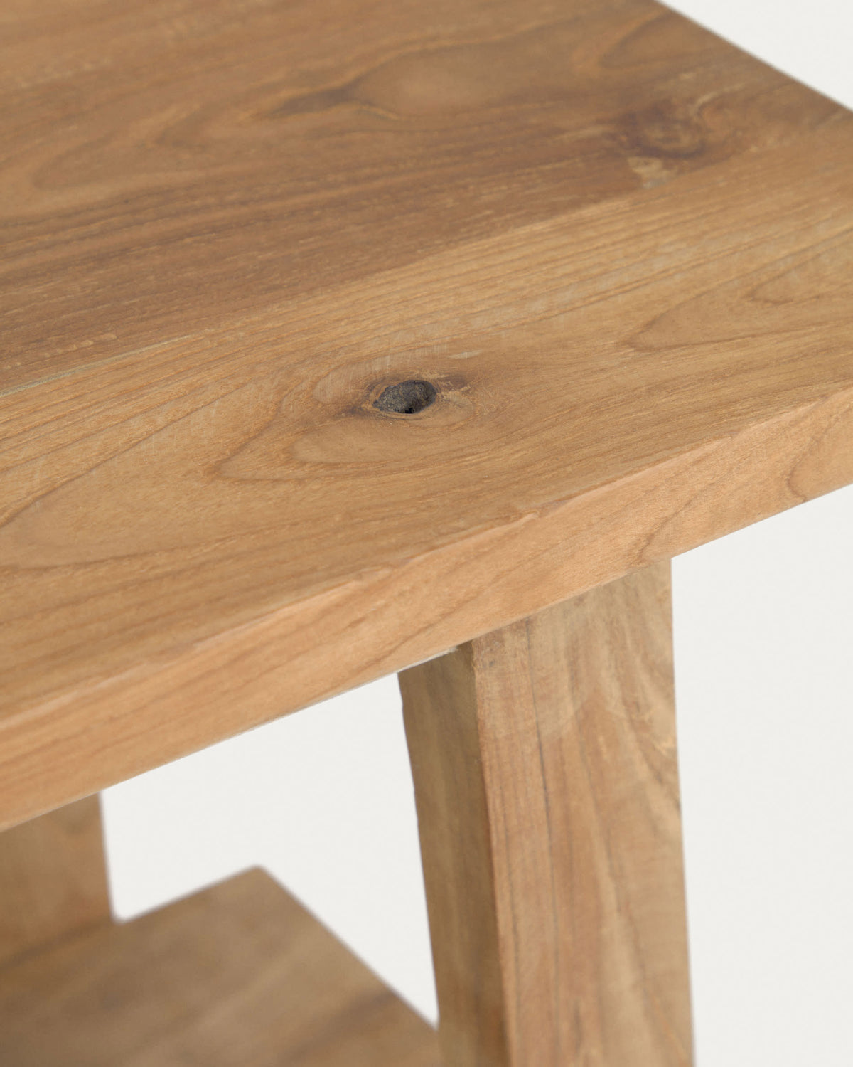Japandi Hocker Safara – Teakholz, Braun, 50 × 32 cm – weitere Ansicht