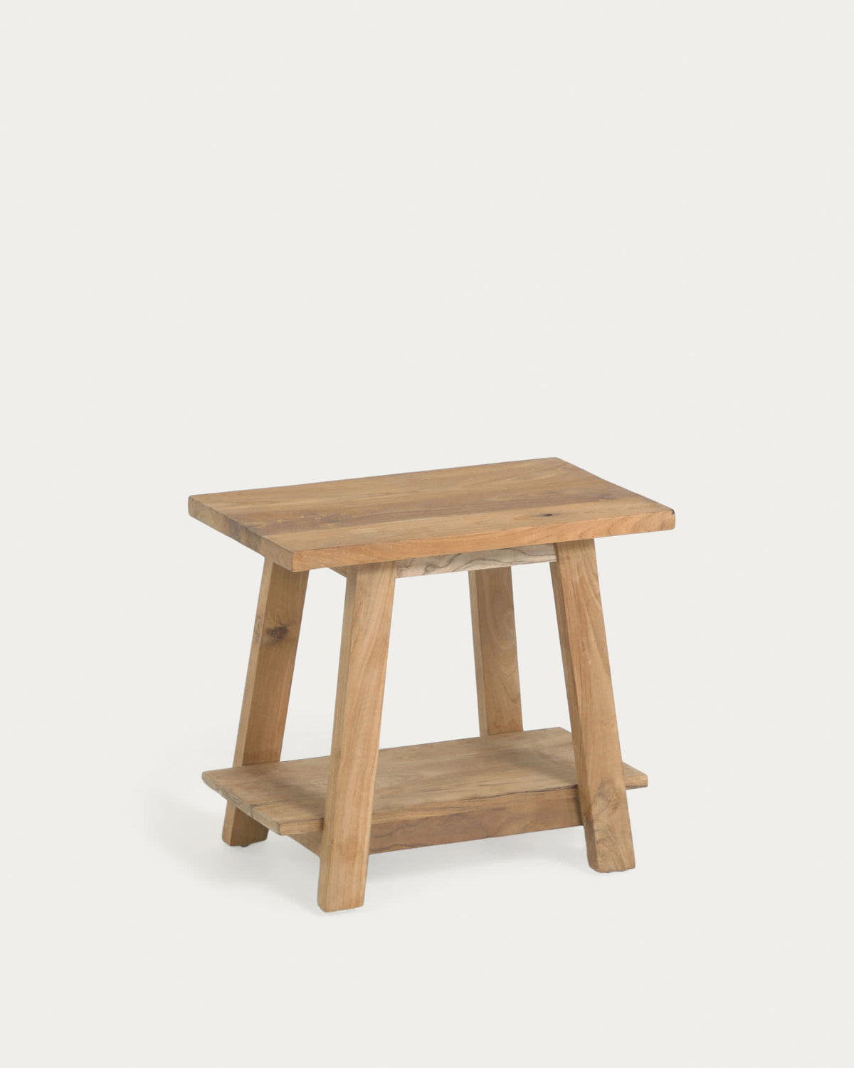Japandi Hocker Safara – Teakholz, Braun, 50 × 32 cm – Produktansicht