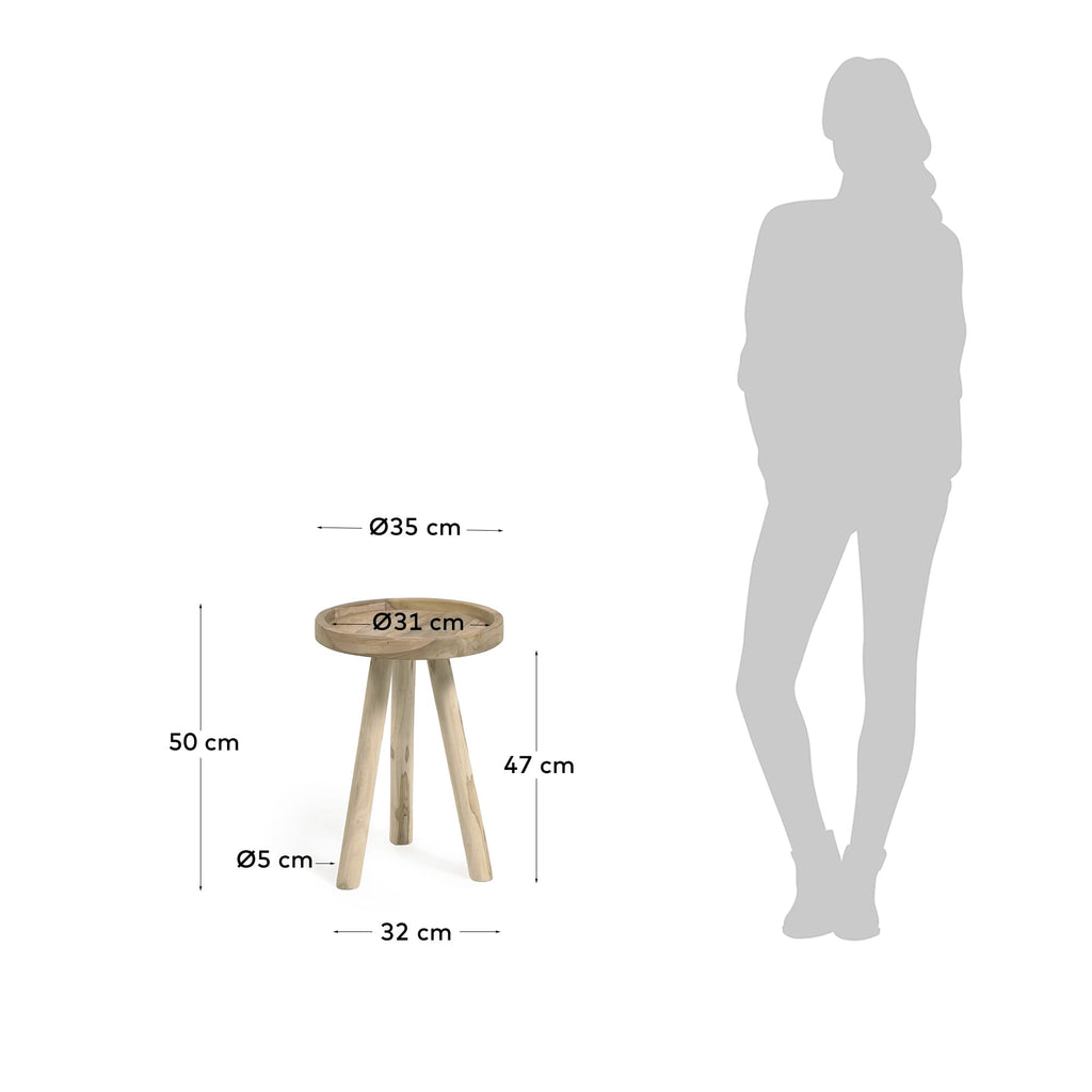 Japandi Beistelltisch Glenda – Teakholz, Braun, Ø 35 cm – weitere Ansicht