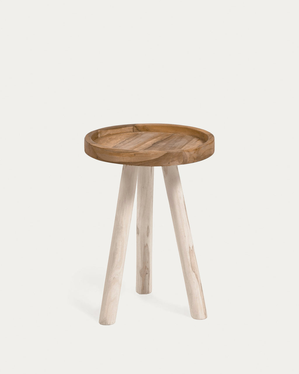 Japandi Beistelltisch Glenda – Teakholz, Braun, Ø 35 cm – Produktansicht
