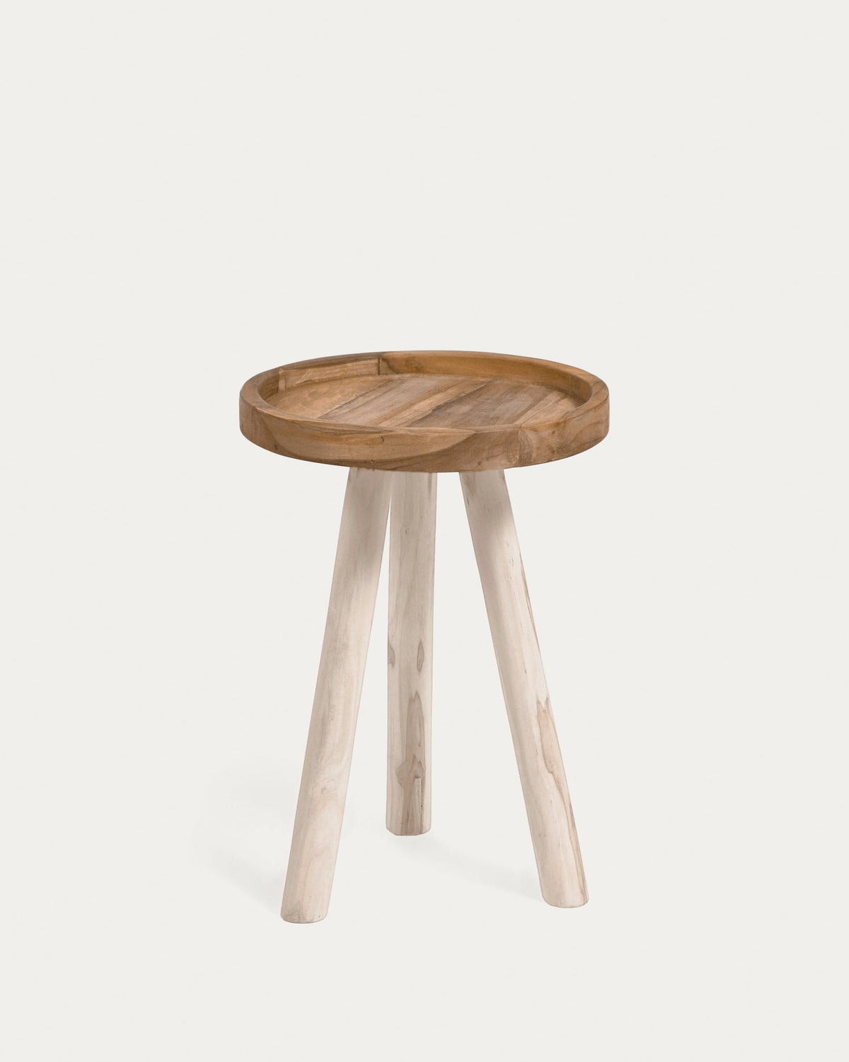 Japandi Beistelltisch Glenda – Teakholz, Braun, Ø 35 cm – Produktansicht