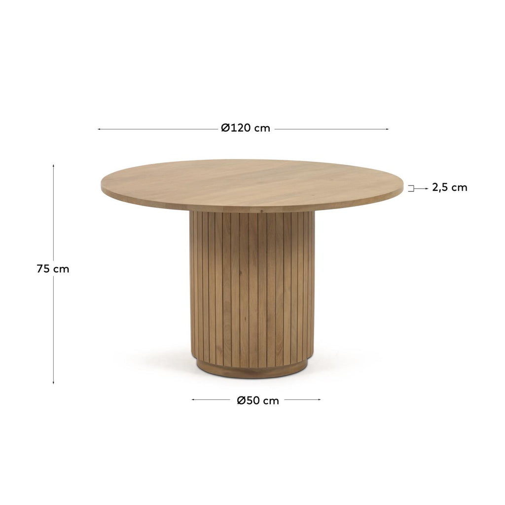 Japandi Couchtisch Licia – Massivholz, Natur, Ø 120 cm – weitere Ansicht