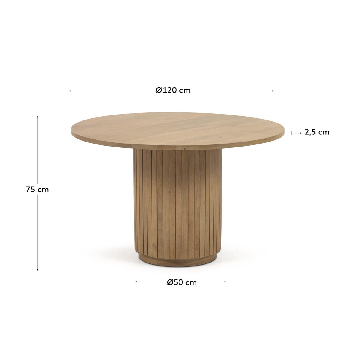 Japandi Couchtisch Licia – Massivholz, Natur, Ø 120 cm – weitere Ansicht