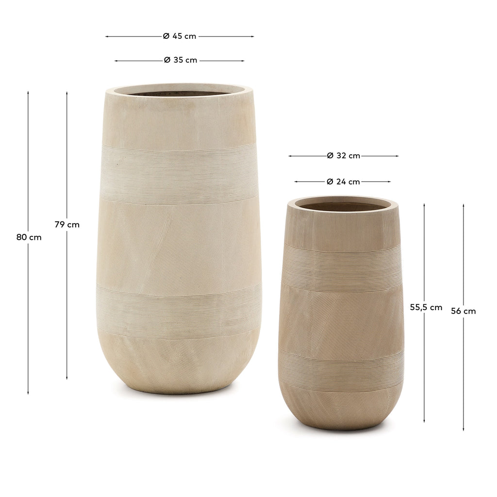 Japandi Blumentopf Tival – Polystone, Beige, Ø 32 cm – weitere Ansicht