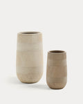 Japandi Blumentopf Tival – Polystone, Beige, Ø 32 cm – Produktansicht